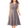 image:imageVFSHOW Womens Front Zipper Work Business ALine Dress Elegant Professional Office Career Church Fit and Flare Skater Dresses with Pockets Pink Tweed XLarge 12818 PIK XL