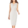 image:imageVFSHOW Womens Front Zipper Work Business Office Bodycon Dress Elegant Professional Career Church Party Pencil Sheath DressTextured Off Whiteb