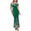 image:imageVFSHOW Womens Off The Shoulder Wedding Guest Maxi Long Dress 2026 Sexy Mesh One Shoulder Formal Cocktail Bodycon DressesGreen Floral Printc