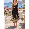 image:imageVFSHOW Womens Cowl Neck Ruffle Spaghetti Strap Wedding Guest Midi Dress Ruched Slit Formal Cocktail Evening Party DressesBlack and Multi Floral Print