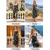 image:imageVFSHOW Womens Cowl Neck Ruffle Spaghetti Strap Wedding Guest Midi Dress Ruched Slit Formal Cocktail Evening Party DressesBlack and White Floral Print