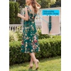 image:imageVFSHOW Womens Cowl Neck Ruffle Spaghetti Strap Wedding Guest Midi Dress Ruched Slit Formal Cocktail Evening Party DressesGreen and Multi Floral Print