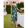 image:imageVFSHOW Womens Cowl Neck Ruffle Spaghetti Strap Wedding Guest Midi Dress Ruched Slit Formal Cocktail Evening Party DressesGreen and Multi Floral Print