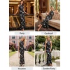 image:imageVFSHOW Womens Elegant Halter Neck Formal Bodycon Fitted Wedding Guest Long Cocktail Evening Mermaid Maxi DressBlack and White Floral Print