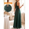 image:imageVFSHOW Womens Halter Neck Ruched Formal Prom ALine Maxi Dress 2026 High Slit Bridesmaid Wedding Guest Dresses Evening GownGreen