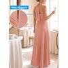 image:imageVFSHOW Womens Halter Neck Ruched Formal Prom ALine Maxi Dress 2026 High Slit Bridesmaid Wedding Guest Dresses Evening GownPink