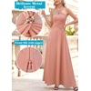 image:imageVFSHOW Womens Halter Neck Ruched Formal Prom ALine Maxi Dress 2026 High Slit Bridesmaid Wedding Guest Dresses Evening GownPink