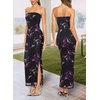 image:imageVFSHOW Womens Sexy Strapless Semi Formal Tube Bodycon Maxi Dress 2026 Summer Side Slit Wedding Guest Cocktail Party DressesBlack With Purple Abstract Print