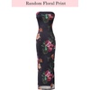 image:imageVFSHOW Womens Sexy Strapless Semi Formal Tube Bodycon Maxi Dress 2026 Summer Side Slit Wedding Guest Cocktail Party DressesBlack and Pink Floral Print