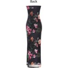 image:imageVFSHOW Womens Sexy Strapless Semi Formal Tube Bodycon Maxi Dress 2026 Summer Side Slit Wedding Guest Cocktail Party DressesBlack and Pink Floral Print