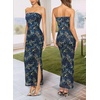 image:imageVFSHOW Womens Sexy Strapless Semi Formal Tube Bodycon Maxi Dress 2026 Summer Side Slit Wedding Guest Cocktail Party DressesBlue and Black Leopard Print