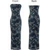 image:imageVFSHOW Womens Sexy Strapless Semi Formal Tube Bodycon Maxi Dress 2026 Summer Side Slit Wedding Guest Cocktail Party DressesBlue and Black Leopard Print