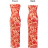 image:imageVFSHOW Womens Sexy Strapless Semi Formal Tube Bodycon Maxi Dress 2026 Summer Side Slit Wedding Guest Cocktail Party DressesOrange Floral Print