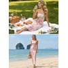 image:imageVFSHOW Womens Sexy Strapless Semi Formal Tube Bodycon Maxi Dress 2026 Summer Side Slit Wedding Guest Cocktail Party DressesPink Floral Print