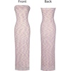 image:imageVFSHOW Womens Sexy Strapless Semi Formal Tube Bodycon Maxi Dress 2026 Summer Side Slit Wedding Guest Cocktail Party DressesPink Purple Floral Lace