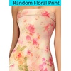image:imageVFSHOW Womens Sexy Strapless Semi Formal Tube Bodycon Maxi Dress 2026 Summer Side Slit Wedding Guest Cocktail Party DressesPink and Orange Floral Print