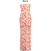 image:imageVFSHOW Womens Sexy Strapless Semi Formal Tube Bodycon Maxi Dress 2026 Summer Side Slit Wedding Guest Cocktail Party DressesPink and Yellow Floral Print