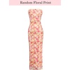 image:imageVFSHOW Womens Sexy Strapless Semi Formal Tube Bodycon Maxi Dress 2026 Summer Side Slit Wedding Guest Cocktail Party DressesPink and Yellow Floral Print