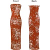 image:imageVFSHOW Womens Sexy Strapless Semi Formal Tube Bodycon Maxi Dress 2026 Summer Side Slit Wedding Guest Cocktail Party DressesRust Red Floral Print