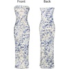 image:imageVFSHOW Womens Sexy Strapless Semi Formal Tube Bodycon Maxi Dress 2026 Summer Side Slit Wedding Guest Cocktail Party DressesWhite With Blue Floral Print