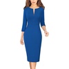 image:imageVFSHOW Womens Slim Zipper Up Work Business Office Party Bodycon Pencil Sheath DressRoyal Blue