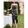 image:imageVFSHOW Womens Cowl Neck Cocktail Formal Wedding Guest Elegant High Low Ruffle Slit Evening Party A Line Long DressBlack and White Floral Print