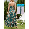 image:imageVFSHOW Womens Cowl Neck Cocktail Formal Wedding Guest Elegant High Low Ruffle Slit Evening Party A Line Long DressDark Green Floral Print