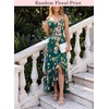 image:imageVFSHOW Womens Cowl Neck Cocktail Formal Wedding Guest Elegant High Low Ruffle Slit Evening Party A Line Long DressDark Green Floral Print