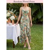 image:imageVFSHOW Womens Cowl Neck Cocktail Formal Wedding Guest Elegant High Low Ruffle Slit Evening Party A Line Long DressGreen and Orange Floral Print