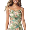 image:imageVFSHOW Womens Cowl Neck Cocktail Formal Wedding Guest Elegant High Low Ruffle Slit Evening Party A Line Long DressGreen and Orange Floral Print