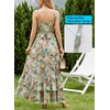 image:imageVFSHOW Womens Cowl Neck Cocktail Formal Wedding Guest Elegant High Low Ruffle Slit Evening Party A Line Long DressGreen and Orange Floral Print