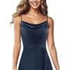 image:imageVFSHOW Womens Cowl Neck Cocktail Formal Wedding Guest Elegant High Low Ruffle Slit Evening Party A Line Long DressNavy Blue