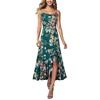 image:imageVFSHOW Womens Cowl Neck Cocktail Formal Wedding Guest Elegant High Low Ruffle Slit Evening Party A Line Long DressDark Green Floral Print