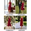 image:imageVFSHOW Womens Asymmetric Ruffle Ruched Cocktail Sleeveless Elegant Boat Neck Wedding Guest Business Formal A Line Midi DressDark Red