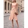 image:imageVFSHOW Womens Asymmetric Ruffle Ruched Cocktail Sleeveless Elegant Boat Neck Wedding Guest Business Formal A Line Midi DressLight Pink