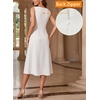 image:imageVFSHOW Womens Asymmetric Ruffle Ruched Cocktail Sleeveless Elegant Boat Neck Wedding Guest Business Formal A Line Midi DressOffwhite