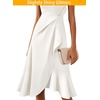 image:imageVFSHOW Womens Asymmetric Ruffle Ruched Cocktail Sleeveless Elegant Boat Neck Wedding Guest Business Formal A Line Midi DressOffwhite