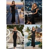 image:imageVFSHOW Womens Floral Off The Shoulder Wedding Guest Cocktail Long Dress  2026 Sexy Mesh One Shoulder Formal Maxi Bodycon DressesBlack