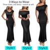 image:imageVFSHOW Womens Floral Off The Shoulder Wedding Guest Cocktail Long Dress  2026 Sexy Mesh One Shoulder Formal Maxi Bodycon DressesBlack