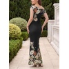 image:imageVFSHOW Womens Floral Off The Shoulder Wedding Guest Cocktail Long Dress  2026 Sexy Mesh One Shoulder Formal Maxi Bodycon DressesBlack and Multi Floral Printd