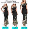 image:imageVFSHOW Womens Floral Off The Shoulder Wedding Guest Cocktail Long Dress  2026 Sexy Mesh One Shoulder Formal Maxi Bodycon DressesBlack and Multi Floral Printd