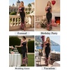 image:imageVFSHOW Womens Floral Off The Shoulder Wedding Guest Cocktail Long Dress  2026 Sexy Mesh One Shoulder Formal Maxi Bodycon DressesBlack and Pink Floral Print