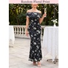 image:imageVFSHOW Womens Floral Off The Shoulder Wedding Guest Cocktail Long Dress  2026 Sexy Mesh One Shoulder Formal Maxi Bodycon DressesBlack and White Floral Print