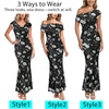 image:imageVFSHOW Womens Floral Off The Shoulder Wedding Guest Cocktail Long Dress  2026 Sexy Mesh One Shoulder Formal Maxi Bodycon DressesBlack and White Floral Print