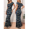 image:imageVFSHOW Womens Floral Off The Shoulder Wedding Guest Cocktail Long Dress  2026 Sexy Mesh One Shoulder Formal Maxi Bodycon DressesBlue and Black Leopard Print