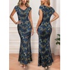 image:imageVFSHOW Womens Floral Off The Shoulder Wedding Guest Cocktail Long Dress  2026 Sexy Mesh One Shoulder Formal Maxi Bodycon DressesBlue and Black Leopard Print