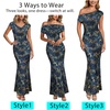 image:imageVFSHOW Womens Floral Off The Shoulder Wedding Guest Cocktail Long Dress  2026 Sexy Mesh One Shoulder Formal Maxi Bodycon DressesBlue and Black Leopard Print