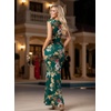 image:imageVFSHOW Womens Floral Off The Shoulder Wedding Guest Cocktail Long Dress  2026 Sexy Mesh One Shoulder Formal Maxi Bodycon DressesDark Green Floral Print