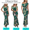 image:imageVFSHOW Womens Floral Off The Shoulder Wedding Guest Cocktail Long Dress  2026 Sexy Mesh One Shoulder Formal Maxi Bodycon DressesDark Green Floral Print