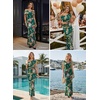 image:imageVFSHOW Womens Floral Off The Shoulder Wedding Guest Cocktail Long Dress  2026 Sexy Mesh One Shoulder Formal Maxi Bodycon DressesDark Green Floral Print